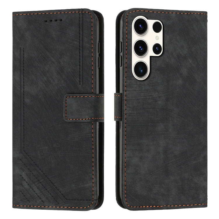Skin Feel Stripe Pattern Leather Phone Case with Lanyard, For Samsung Galaxy S26+ 5G, For Samsung Galaxy S26 Ultra 5G, For Samsung Galaxy S26 5G, For Samsung Galaxy S25 FE 5G, For Samsung Galaxy S25 Edge 5G, For Samsung Galaxy S25 / S24 5G             ...