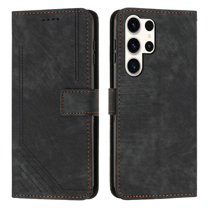 Skin Feel Stripe Pattern Leather Phone Case with Lanyard, For Samsung Galaxy S26+ 5G, For Samsung Galaxy S26 Ultra 5G, For Samsung Galaxy S26 5G, For Samsung Galaxy S25 FE 5G, For Samsung Galaxy S25 Edge 5G, For Samsung Galaxy S25 / S24 5G             ...
