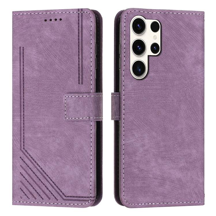 Skin Feel Stripe Pattern Leather Phone Case with Lanyard, For Samsung Galaxy S26+ 5G, For Samsung Galaxy S26 Ultra 5G, For Samsung Galaxy S26 5G, For Samsung Galaxy S25 FE 5G, For Samsung Galaxy S25 Edge 5G, For Samsung Galaxy S25 / S24 5G             ...