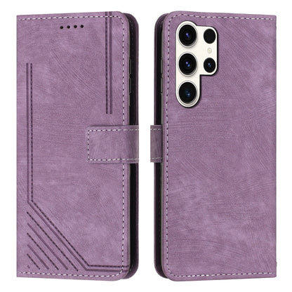 Skin Feel Stripe Pattern Leather Phone Case with Lanyard, For Samsung Galaxy S26+ 5G, For Samsung Galaxy S26 Ultra 5G, For Samsung Galaxy S26 5G, For Samsung Galaxy S25 FE 5G, For Samsung Galaxy S25 Edge 5G, For Samsung Galaxy S25 / S24 5G             ...