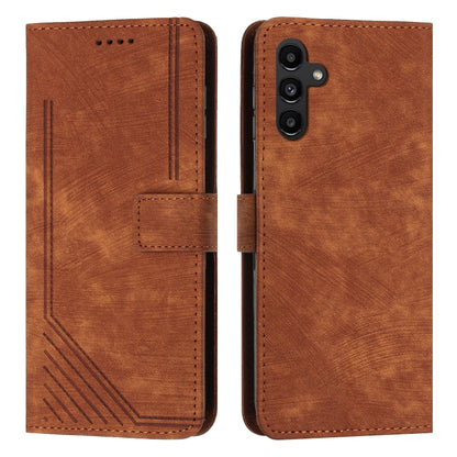 Skin Feel Stripe Pattern Leather Phone Case with Lanyard, For Samsung Galaxy S26+ 5G, For Samsung Galaxy S26 Ultra 5G, For Samsung Galaxy S26 5G, For Samsung Galaxy S25 FE 5G, For Samsung Galaxy S25 Edge 5G, For Samsung Galaxy S25 / S24 5G             ...