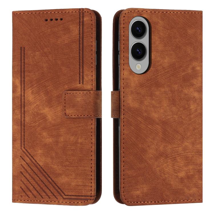 Skin Feel Stripe Pattern Leather Phone Case with Lanyard, For Samsung Galaxy S26+ 5G, For Samsung Galaxy S26 Ultra 5G, For Samsung Galaxy S26 5G, For Samsung Galaxy S25 FE 5G, For Samsung Galaxy S25 Edge 5G, For Samsung Galaxy S25 / S24 5G             ...