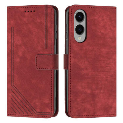 Skin Feel Stripe Pattern Leather Phone Case with Lanyard, For Samsung Galaxy S26+ 5G, For Samsung Galaxy S26 Ultra 5G, For Samsung Galaxy S26 5G, For Samsung Galaxy S25 FE 5G, For Samsung Galaxy S25 Edge 5G, For Samsung Galaxy S25 / S24 5G             ...