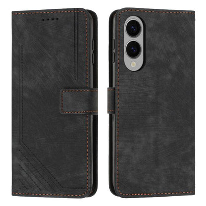 Skin Feel Stripe Pattern Leather Phone Case with Lanyard, For Samsung Galaxy S26+ 5G, For Samsung Galaxy S26 Ultra 5G, For Samsung Galaxy S26 5G, For Samsung Galaxy S25 FE 5G, For Samsung Galaxy S25 Edge 5G, For Samsung Galaxy S25 / S24 5G             ...