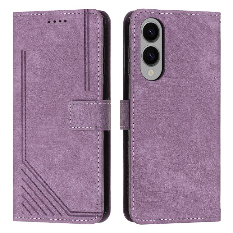 Skin Feel Stripe Pattern Leather Phone Case with Lanyard, For Samsung Galaxy S26+ 5G, For Samsung Galaxy S26 Ultra 5G, For Samsung Galaxy S26 5G, For Samsung Galaxy S25 FE 5G, For Samsung Galaxy S25 Edge 5G, For Samsung Galaxy S25 / S24 5G             ...