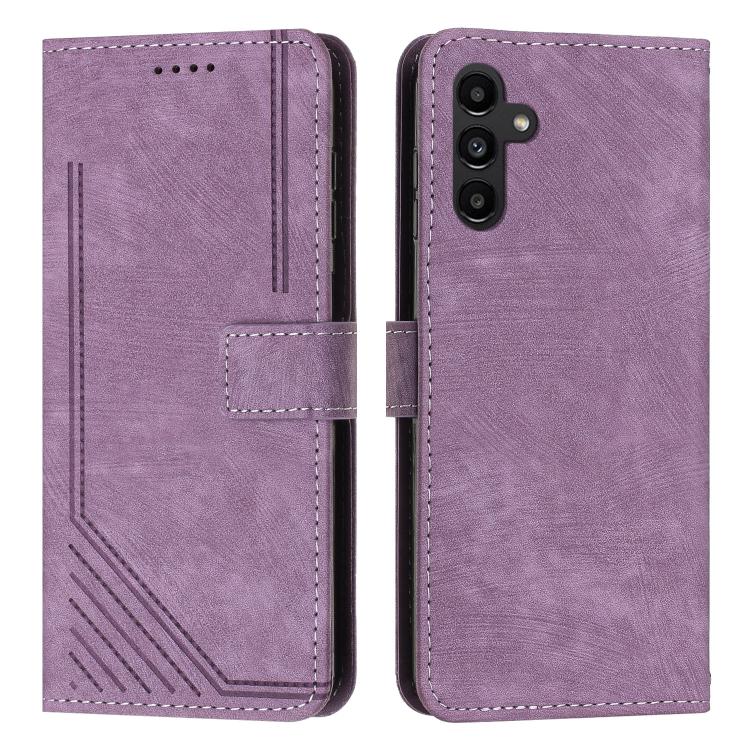 Skin Feel Stripe Pattern Leather Phone Case with Lanyard, For Samsung Galaxy S26+ 5G, For Samsung Galaxy S26 Ultra 5G, For Samsung Galaxy S26 5G, For Samsung Galaxy S25 FE 5G, For Samsung Galaxy S25 Edge 5G, For Samsung Galaxy S25 / S24 5G             ...