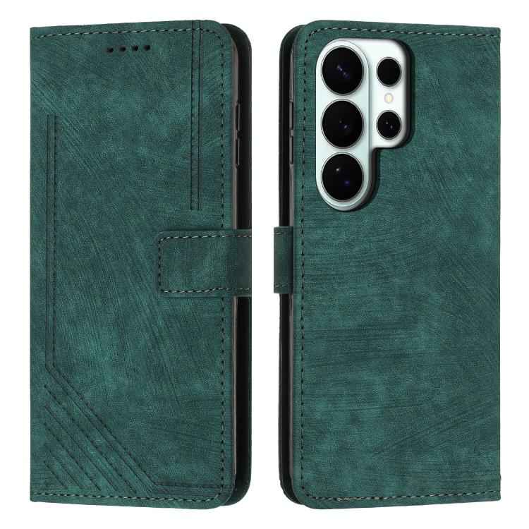 Skin Feel Stripe Pattern Leather Phone Case with Lanyard, For Samsung Galaxy S26+ 5G, For Samsung Galaxy S26 Ultra 5G, For Samsung Galaxy S26 5G, For Samsung Galaxy S25 FE 5G, For Samsung Galaxy S25 Edge 5G, For Samsung Galaxy S25 / S24 5G             ...