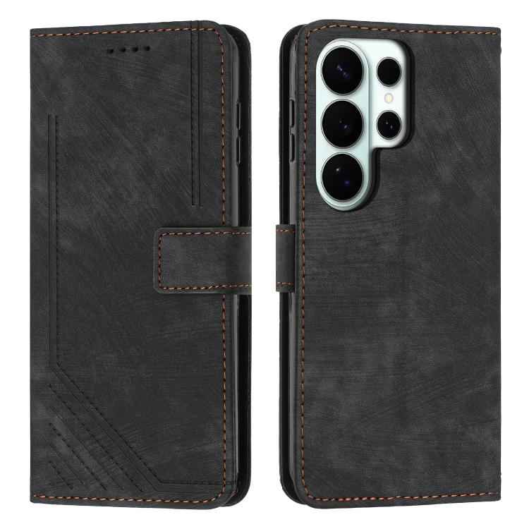 Skin Feel Stripe Pattern Leather Phone Case with Lanyard, For Samsung Galaxy S26+ 5G, For Samsung Galaxy S26 Ultra 5G, For Samsung Galaxy S26 5G, For Samsung Galaxy S25 FE 5G, For Samsung Galaxy S25 Edge 5G, For Samsung Galaxy S25 / S24 5G             ...