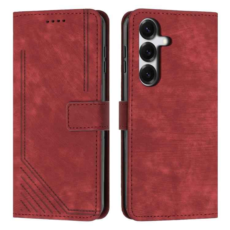 Skin Feel Stripe Pattern Leather Phone Case with Lanyard, For Samsung Galaxy S26+ 5G, For Samsung Galaxy S26 Ultra 5G, For Samsung Galaxy S26 5G, For Samsung Galaxy S25 FE 5G, For Samsung Galaxy S25 Edge 5G, For Samsung Galaxy S25 / S24 5G             ...