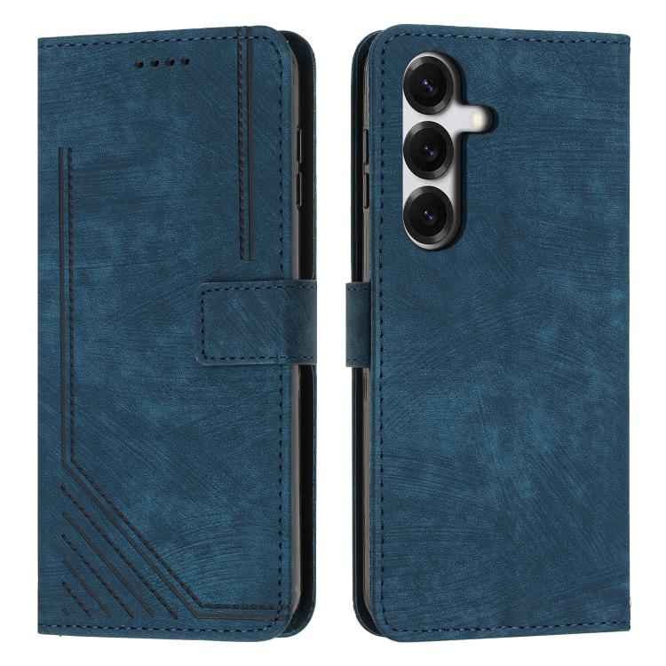 Skin Feel Stripe Pattern Leather Phone Case with Lanyard, For Samsung Galaxy S26+ 5G, For Samsung Galaxy S26 Ultra 5G, For Samsung Galaxy S26 5G, For Samsung Galaxy S25 FE 5G, For Samsung Galaxy S25 Edge 5G, For Samsung Galaxy S25 / S24 5G             ...