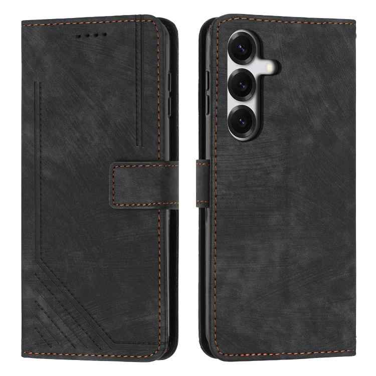 Skin Feel Stripe Pattern Leather Phone Case with Lanyard, For Samsung Galaxy S26+ 5G, For Samsung Galaxy S26 Ultra 5G, For Samsung Galaxy S26 5G, For Samsung Galaxy S25 FE 5G, For Samsung Galaxy S25 Edge 5G, For Samsung Galaxy S25 / S24 5G             ...