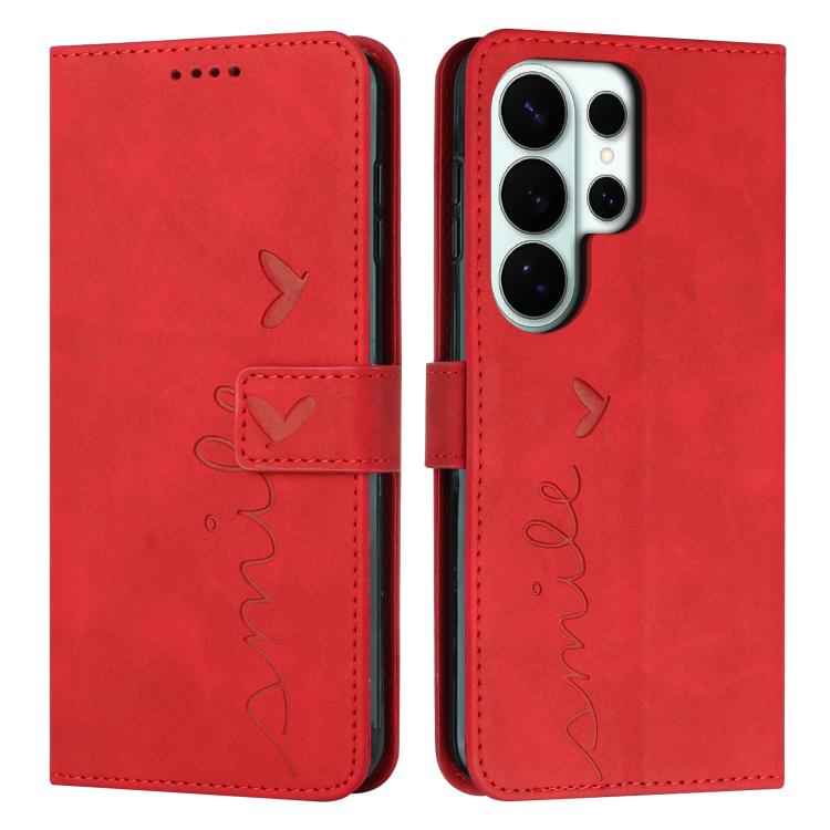 Skin Feel Heart Embossed Leather Phone Case with Long Lanyard, For Samsung Galaxy S26+ 5G, For Samsung Galaxy S26 Ultra 5G, For Samsung Galaxy S26 5G, For Samsung Galaxy S25 FE 5G, For Samsung Galaxy S25 Edge 5G, For Samsung Galaxy S25 / S24 5G        ...
