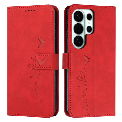 Skin Feel Heart Embossed Leather Phone Case with Long Lanyard, For Galaxy S26 FE 5G, For Samsung Galaxy S26+ 5G, For Samsung Galaxy S26 Ultra 5G, For Samsung Galaxy S26 5G, For Samsung Galaxy S25 FE 5G, For Samsung Galaxy S25 Edge 5G                   ...