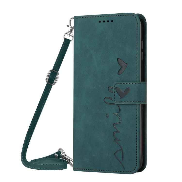Skin Feel Heart Embossed Leather Phone Case with Long Lanyard, For Samsung Galaxy S26+ 5G, For Samsung Galaxy S26 Ultra 5G, For Samsung Galaxy S26 5G, For Samsung Galaxy S25 FE 5G, For Samsung Galaxy S25 Edge 5G, For Samsung Galaxy S25 / S24 5G        ...