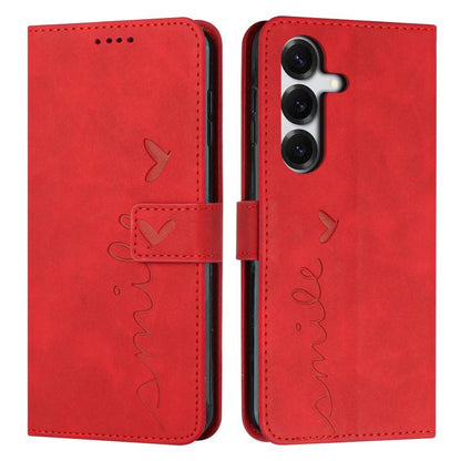 Skin Feel Heart Embossed Leather Phone Case with Long Lanyard, For Galaxy S26 FE 5G, For Samsung Galaxy S26+ 5G, For Samsung Galaxy S26 Ultra 5G, For Samsung Galaxy S26 5G, For Samsung Galaxy S25 FE 5G, For Samsung Galaxy S25 Edge 5G                   ...
