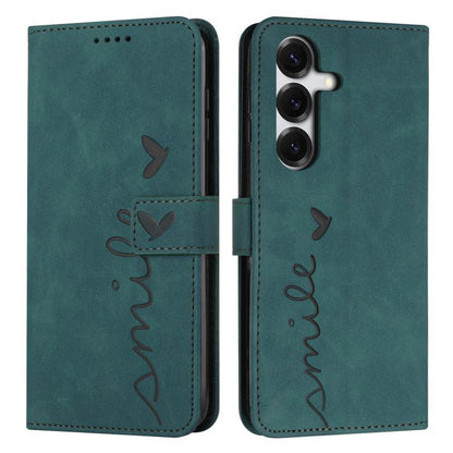 Skin Feel Heart Embossed Leather Phone Case with Long Lanyard, For Galaxy S26 FE 5G, For Samsung Galaxy S26+ 5G, For Samsung Galaxy S26 Ultra 5G, For Samsung Galaxy S26 5G, For Samsung Galaxy S25 FE 5G, For Samsung Galaxy S25 Edge 5G                   ...