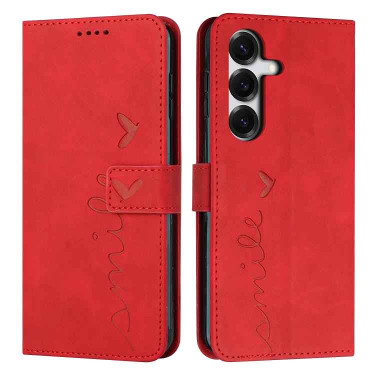 Skin Feel Heart Embossed Leather Phone Case with Long Lanyard, For Samsung Galaxy S26+ 5G, For Samsung Galaxy S26 Ultra 5G, For Samsung Galaxy S26 5G, For Samsung Galaxy S25 FE 5G, For Samsung Galaxy S25 Edge 5G, For Samsung Galaxy S25 / S24 5G        ...