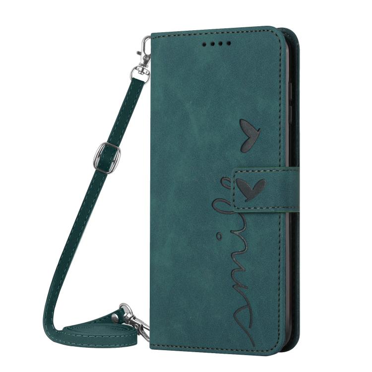 Skin Feel Heart Embossed Leather Phone Case with Long Lanyard, For Galaxy S26 FE 5G, For Samsung Galaxy S26+ 5G, For Samsung Galaxy S26 Ultra 5G, For Samsung Galaxy S26 5G, For Samsung Galaxy S25 FE 5G, For Samsung Galaxy S25 Edge 5G                   ...