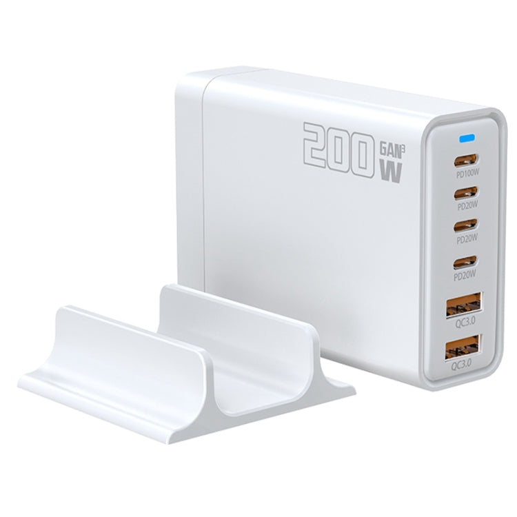 200W GaN 4 Type-C 2 USB Multi Ports Sharing Desktop Charger