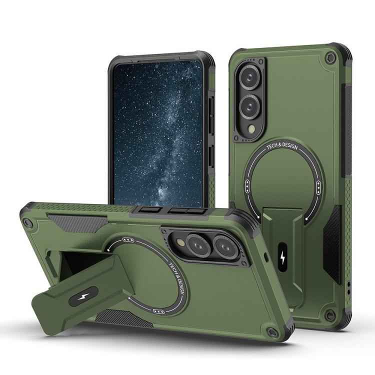 Armor MagSafe Holder PC Hybrid TPU Phone Case, For Samsung Galaxy S26+ 5G, For Samsung Galaxy S26 Ultra 5G, For Samsung Galaxy S26 5G, For Samsung Galaxy S25 Edge 5G, For Samsung Galaxy S24 5G / S25 5G, For Samsung Galaxy S24+ 5G / S25+ 5G             ...