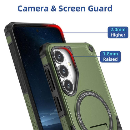 Armor MagSafe Holder PC Hybrid TPU Phone Case, For Samsung Galaxy S26+ 5G, For Samsung Galaxy S26 Ultra 5G, For Samsung Galaxy S26 5G, For Samsung Galaxy S25 Edge 5G, For Samsung Galaxy S24 5G / S25 5G, For Samsung Galaxy S24+ 5G / S25+ 5G             ...