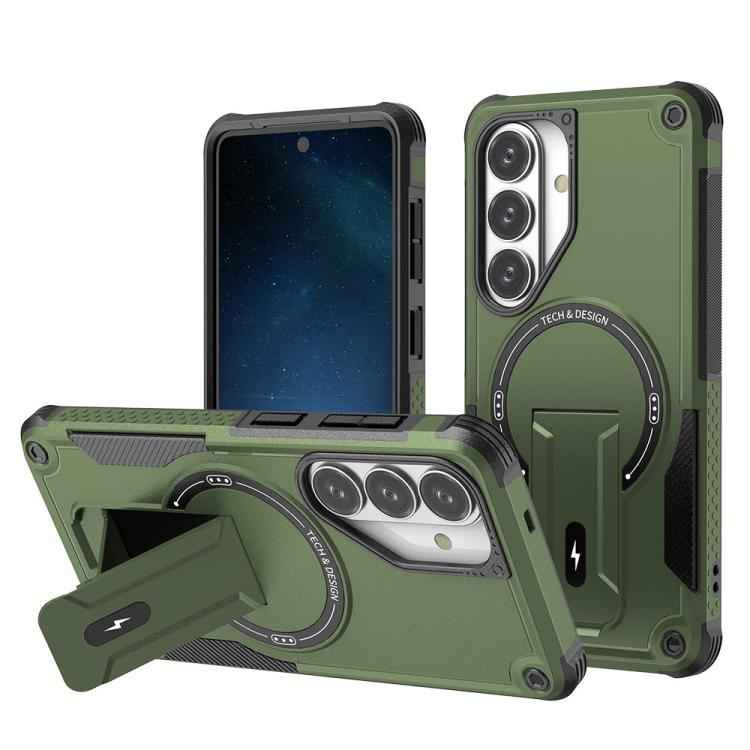 Armor MagSafe Holder PC Hybrid TPU Phone Case, For Samsung Galaxy S26+ 5G, For Samsung Galaxy S26 Ultra 5G, For Samsung Galaxy S26 5G, For Samsung Galaxy S25 Edge 5G, For Samsung Galaxy S24 5G / S25 5G, For Samsung Galaxy S24+ 5G / S25+ 5G             ...