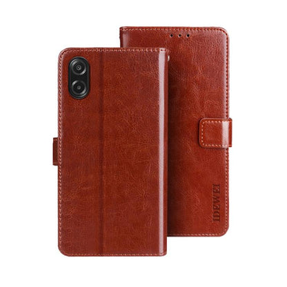 idewei Crazy Horse Texture Leather Phone Case, For Samsung Galaxy S25 FE 5G, For Samsung Galaxy A07 4G, For Samsung Galaxy A17 5G, For Samsung Galaxy S25 Edge 5G, For Samsung Galaxy S25 5G, For Samsung Galaxy S25+ 5G