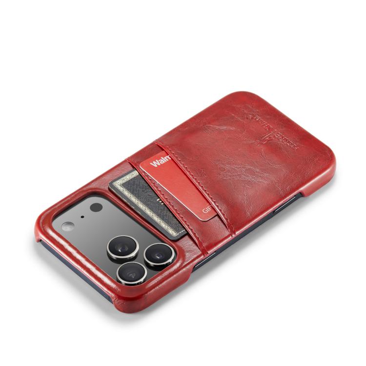 Fierre Shann Retro Oil Wax Texture Card Slots PU Leather Phone Case