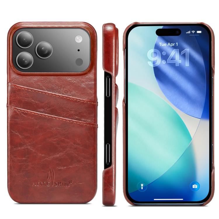 Fierre Shann Retro Oil Wax Texture Card Slots PU Leather Phone Case