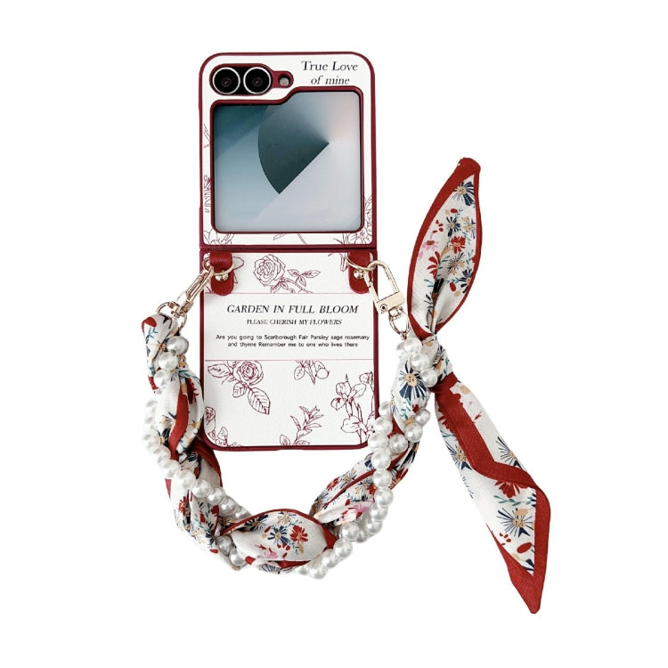 Sketch Flower Pattern Phone Case with Scarf Bracelet