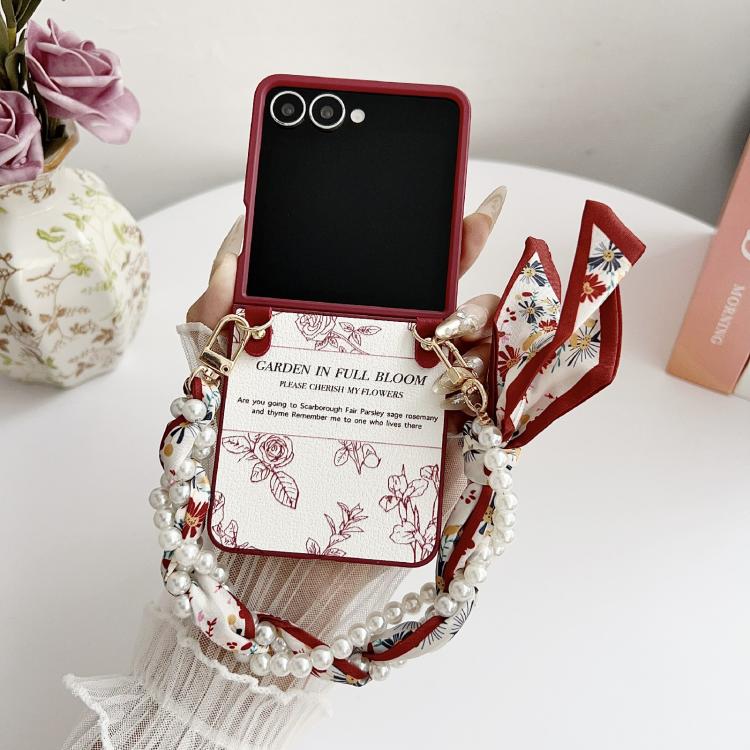 Sketch Flower Pattern Phone Case with Scarf Bracelet