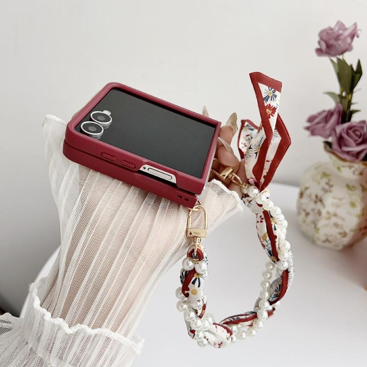 Sketch Flower Pattern Phone Case with Scarf Bracelet