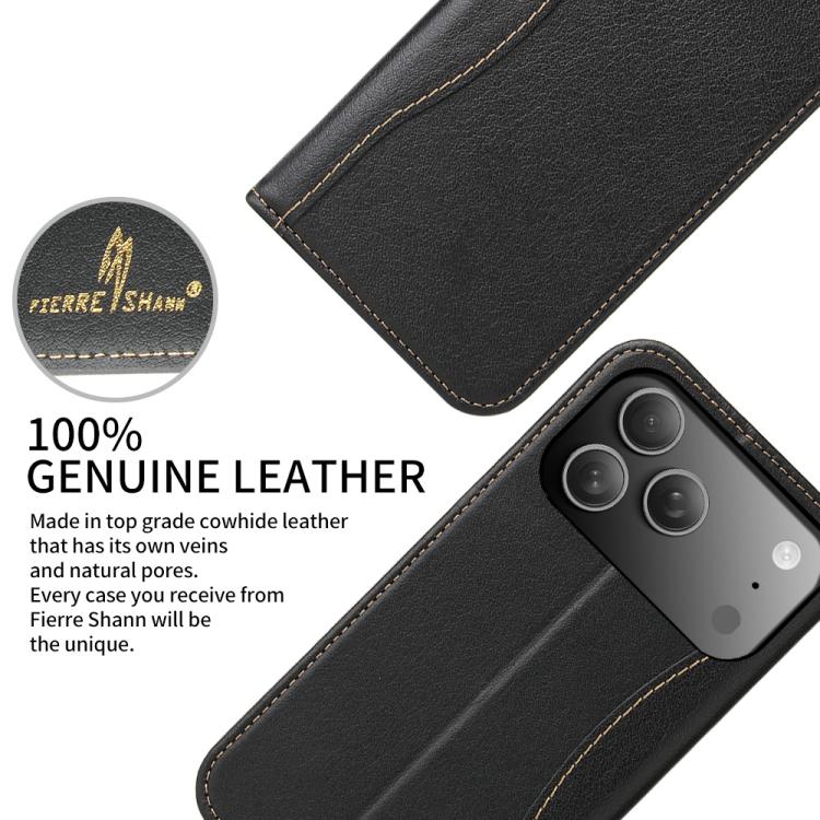 Fierre Shann Cowhide Leather Flip Leather Phone Case