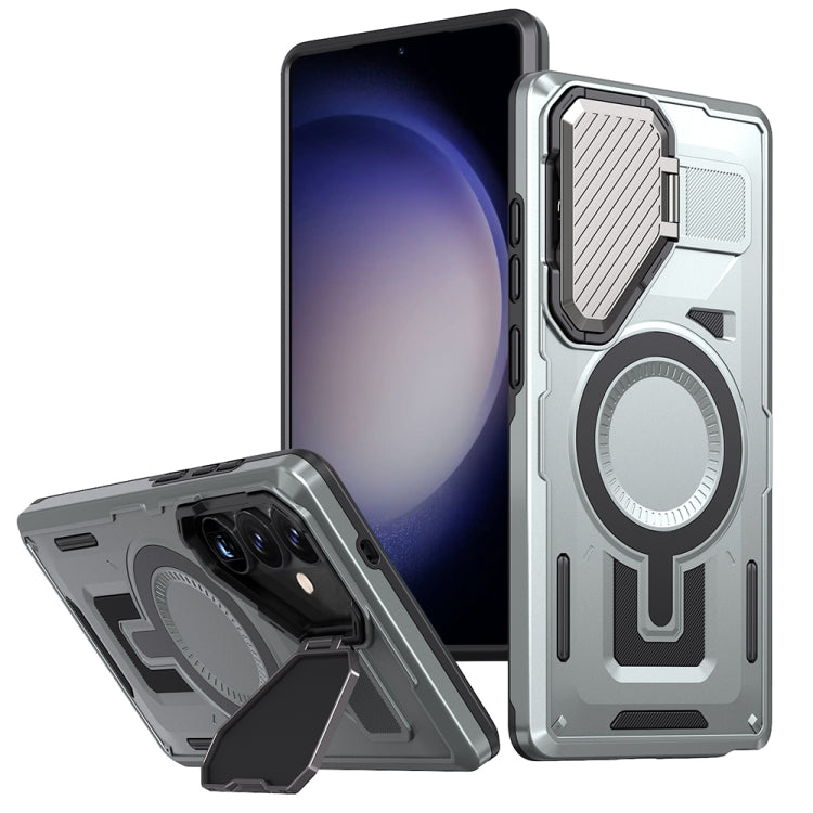 Shield Frame Holder MagSafe Phone Case, For Samsung Galaxy S24 Ultra 5G, For Samsung Galaxy S24+ 5G, For Samsung Galaxy S24 5G, For Samsung Galaxy S23 FE 5G, For Samsung Galaxy S23 Ultra 5G, For Samsung Galaxy S23+ 5G