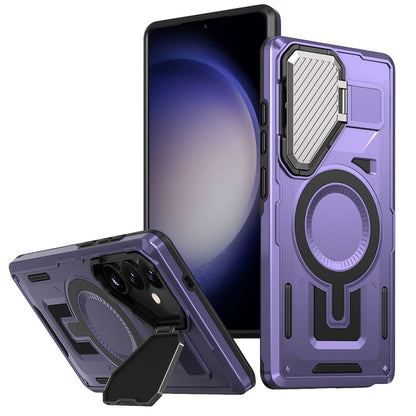 Shield Frame Holder MagSafe Phone Case, For Samsung Galaxy S24 Ultra 5G, For Samsung Galaxy S24+ 5G, For Samsung Galaxy S24 5G, For Samsung Galaxy S23 FE 5G, For Samsung Galaxy S23 Ultra 5G, For Samsung Galaxy S23+ 5G