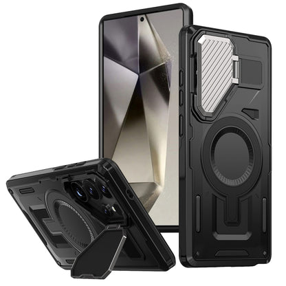 Shield Frame Holder MagSafe Phone Case, For Samsung Galaxy S24 Ultra 5G, For Samsung Galaxy S24+ 5G, For Samsung Galaxy S24 5G, For Samsung Galaxy S23 FE 5G, For Samsung Galaxy S23 Ultra 5G, For Samsung Galaxy S23+ 5G