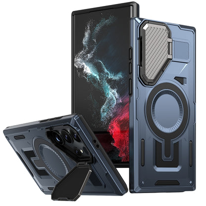 Shield Frame Holder MagSafe Phone Case, For Samsung Galaxy S24 Ultra 5G, For Samsung Galaxy S24+ 5G, For Samsung Galaxy S24 5G, For Samsung Galaxy S23 FE 5G, For Samsung Galaxy S23 Ultra 5G, For Samsung Galaxy S23+ 5G