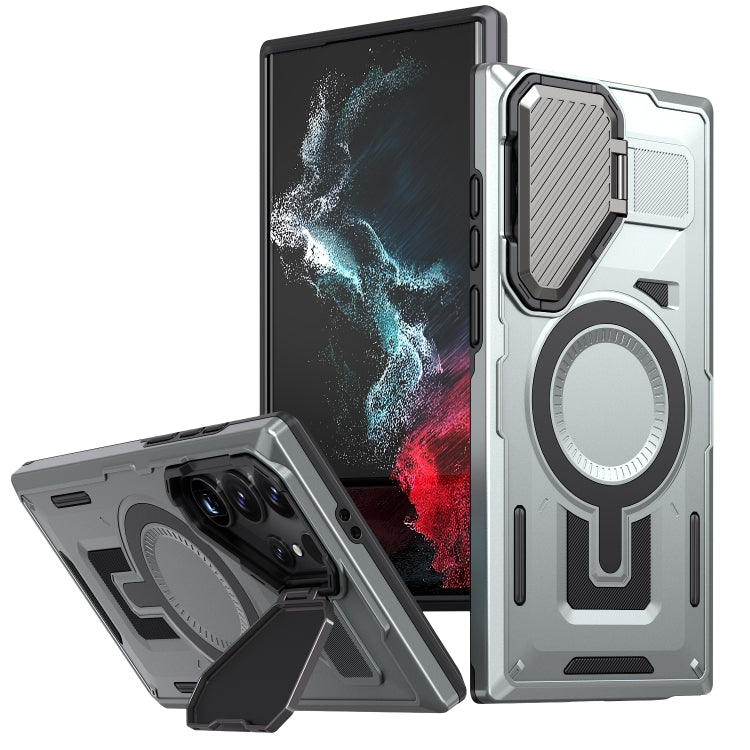 Shield Frame Holder MagSafe Phone Case, For Samsung Galaxy S24 Ultra 5G, For Samsung Galaxy S24+ 5G, For Samsung Galaxy S24 5G, For Samsung Galaxy S23 FE 5G, For Samsung Galaxy S23 Ultra 5G, For Samsung Galaxy S23+ 5G