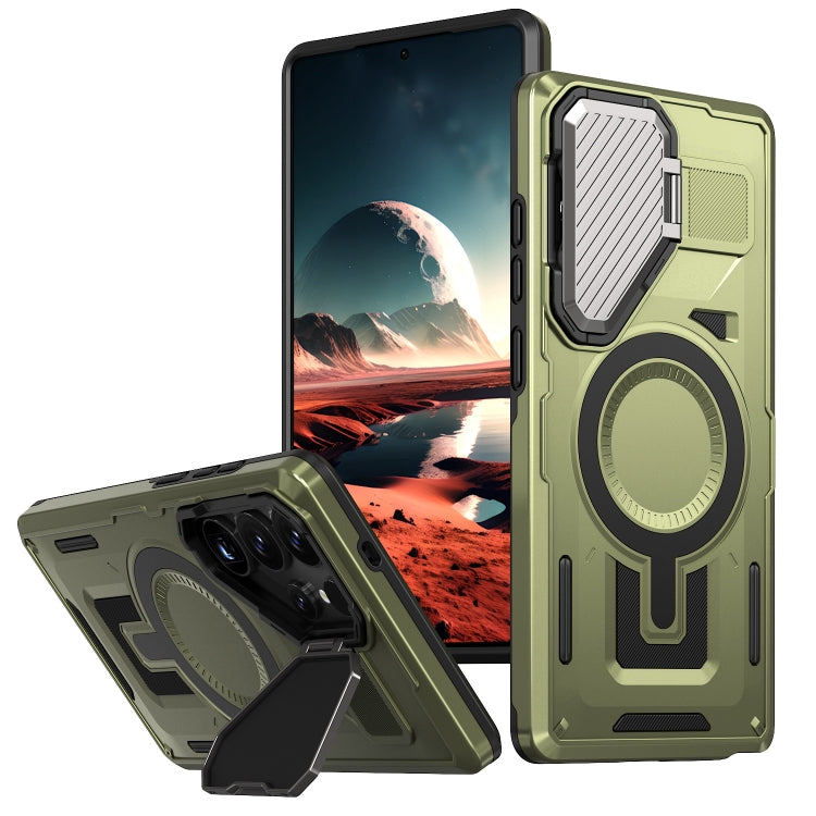 Shield Frame Holder MagSafe Phone Case, For Samsung Galaxy S26 Ultra 5G, For Samsung Galaxy S25 Edge 5G, For Samsung Galaxy S25 5G, For Samsung Galaxy S25+ 5G, For Samsung Galaxy S25 Ultra 5G, For Samsung Galaxy S24 FE 5G