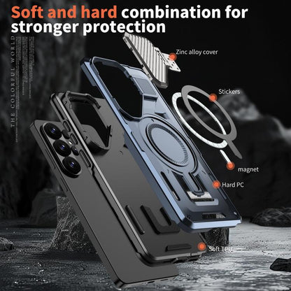 Shield Frame Holder MagSafe Phone Case, For Samsung Galaxy S26 Ultra 5G, For Samsung Galaxy S25 Edge 5G, For Samsung Galaxy S25 5G, For Samsung Galaxy S25+ 5G, For Samsung Galaxy S25 Ultra 5G, For Samsung Galaxy S24 FE 5G
