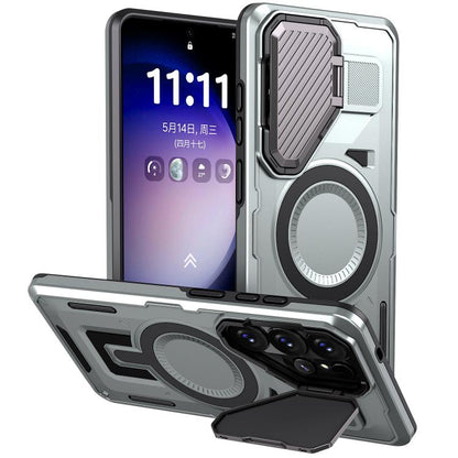 Shield Frame Holder MagSafe Phone Case, For Samsung Galaxy S26 Ultra 5G, For Samsung Galaxy S25 Edge 5G, For Samsung Galaxy S25 5G, For Samsung Galaxy S25+ 5G, For Samsung Galaxy S25 Ultra 5G, For Samsung Galaxy S24 FE 5G