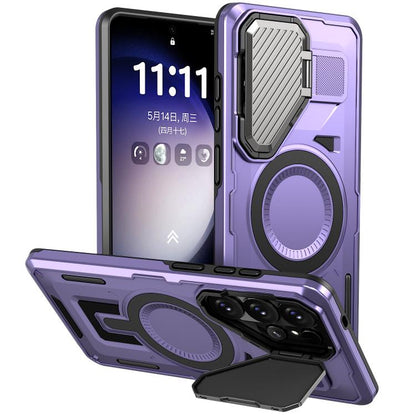 Shield Frame Holder MagSafe Phone Case, For Samsung Galaxy S26 Ultra 5G, For Samsung Galaxy S25 Edge 5G, For Samsung Galaxy S25 5G, For Samsung Galaxy S25+ 5G, For Samsung Galaxy S25 Ultra 5G, For Samsung Galaxy S24 FE 5G