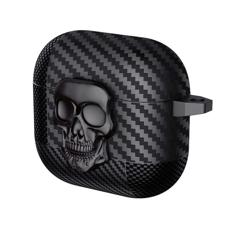 Carbon Fiber Pattern Skull Lock Bluetooth Earphone Protective Case