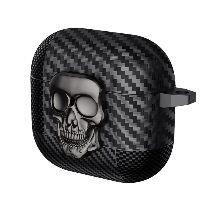 Carbon Fiber Pattern Skull Lock Bluetooth Earphone Protective Case