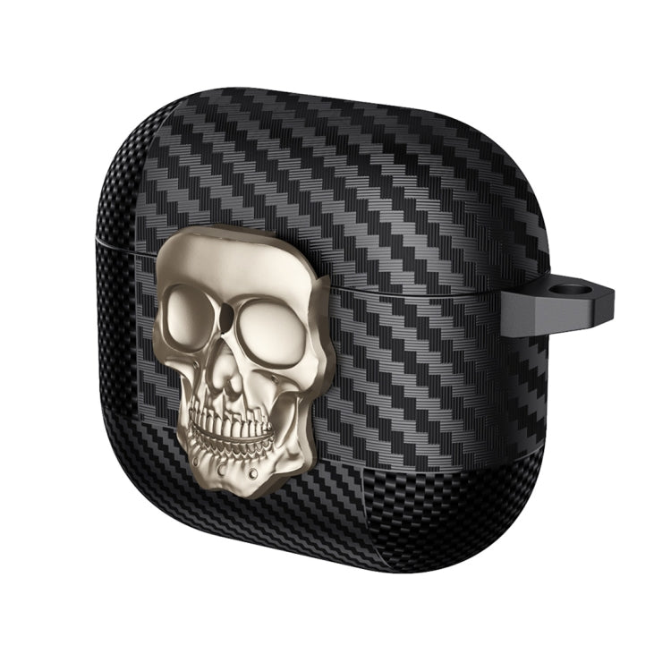 Carbon Fiber Pattern Skull Lock Bluetooth Earphone Protective Case
