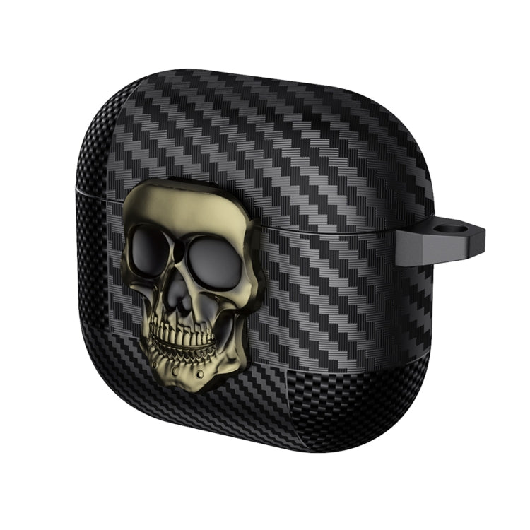 Carbon Fiber Pattern Skull Lock Bluetooth Earphone Protective Case
