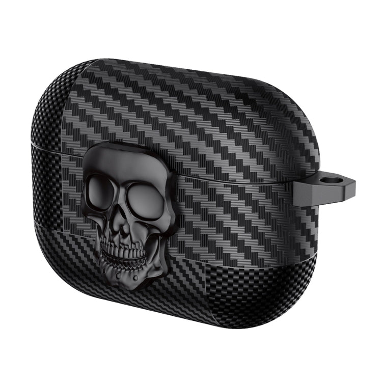 Carbon Fiber Pattern Skull Lock Bluetooth Earphone Protective Case