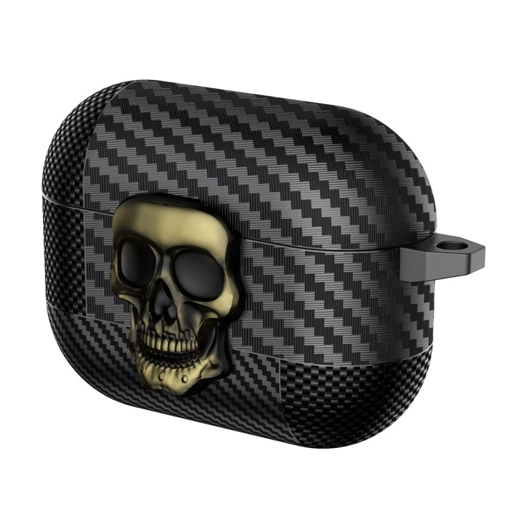 Carbon Fiber Pattern Skull Lock Bluetooth Earphone Protective Case