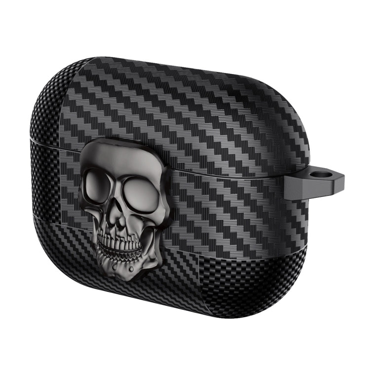 Carbon Fiber Pattern Skull Lock Bluetooth Earphone Protective Case