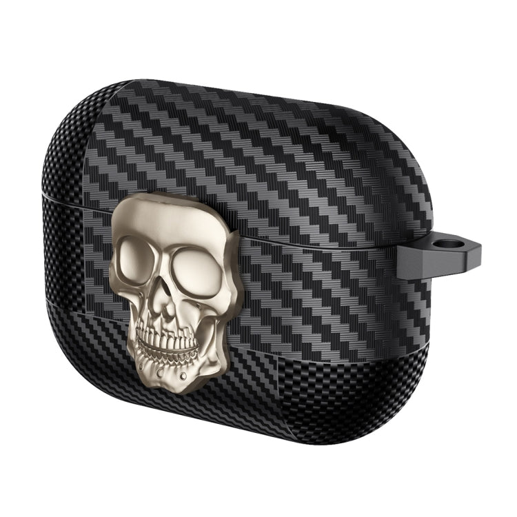 Carbon Fiber Pattern Skull Lock Bluetooth Earphone Protective Case